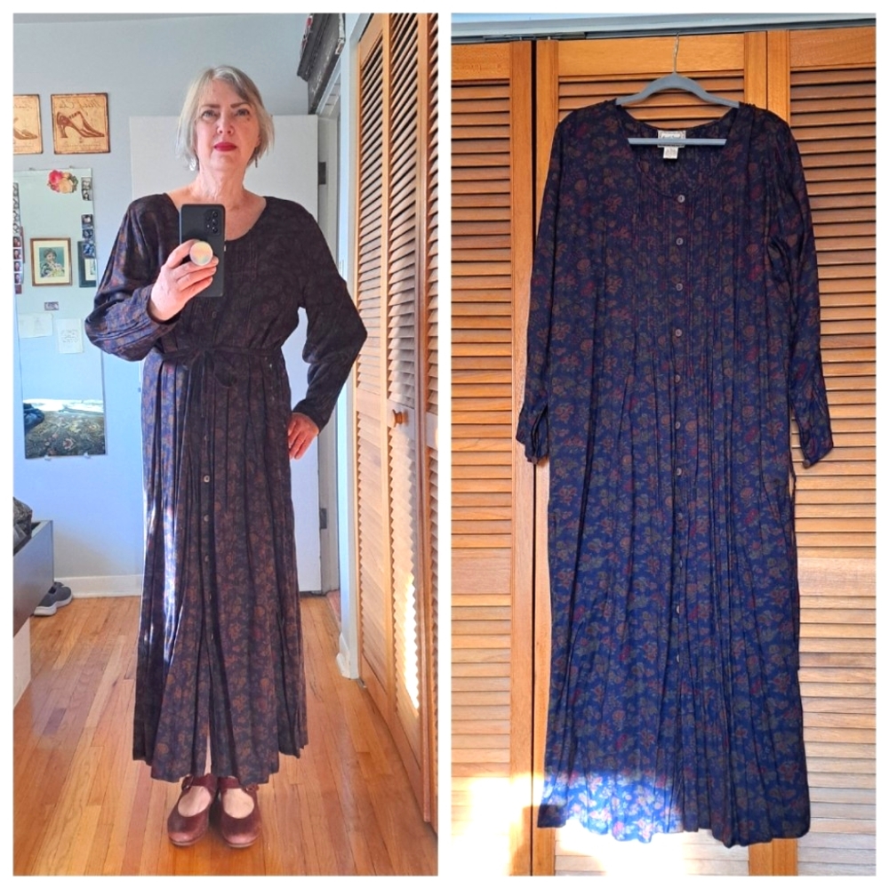 April Cornell for Cornell Trading, Vintage Floral Dress, size L, fits like XL